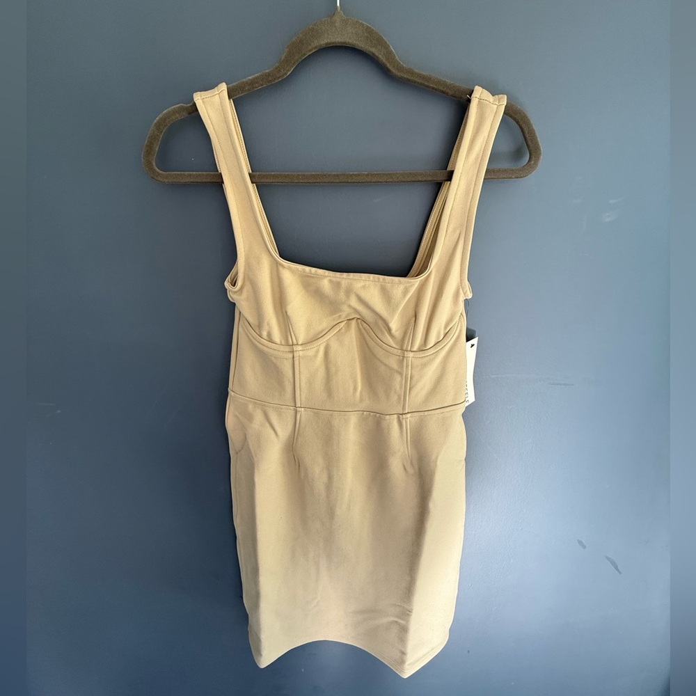 Tan Sleeveless Mini Dress